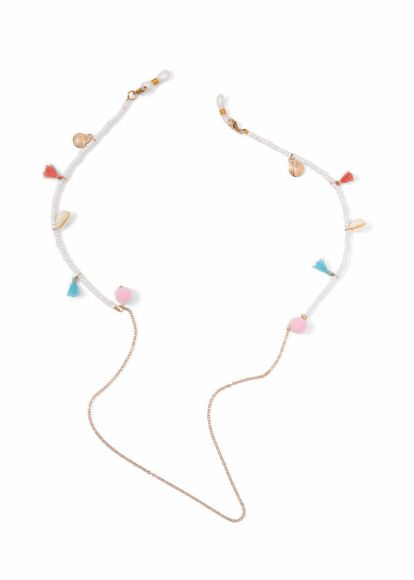 Beaded Chain in White with shells